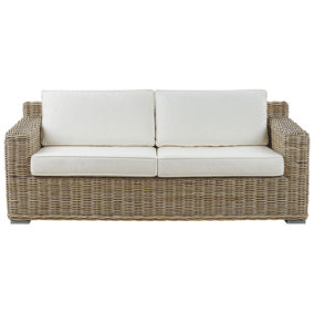 Garden Sofa ARDEA Rattan Light Brown 2 Seater