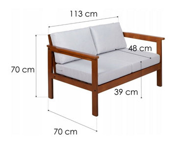Garden Sofa Set 3 + 2 Seater Wooden Frame Outdoor Furniture Beige Cushion Cozy