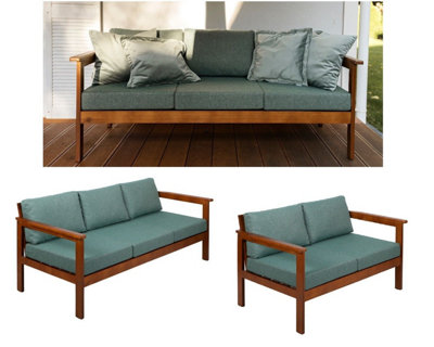 Garden Sofa Set 3 + 2 Seater Wooden Frame Outdoor Furniture Green