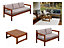 Garden Sofa Set 3 + 2 Seater Wooden Table Outdoor Furniture Beige Cushion Cozy