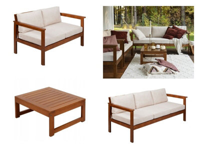 Wooden cushion sofa deals set