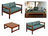 Garden Sofa Set 3 + 2 Seater Wooden Table Outdoor Furniture Green Cushion Cozy