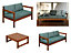 Garden Sofa Set 3 + 2 Seater Wooden Table Outdoor Furniture Green Cushion Cozy