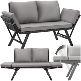 Garden Sofa Sintra - multi-functional, UV and weather resistant - light grey/black