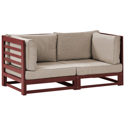 Garden Sofa TRANI Acacia Wood Dark Red 2 Seater