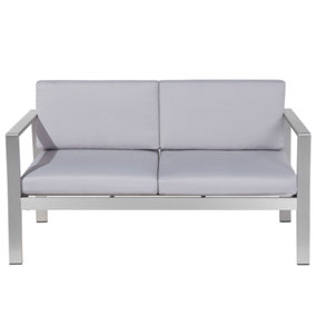 Garden Sofa with Cushion Metal 142 cm Light Grey SALERNO