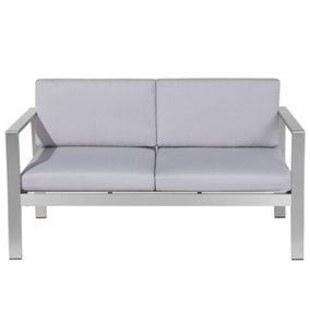 Garden Sofa with Cushion Metal 142 Light Grey SALERNO