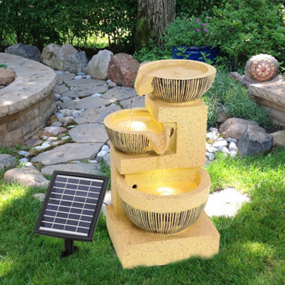 Garden Solar Bowl Fountain Outdoor Water Feature LED Lights
