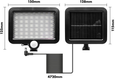 Garden Solar Powered Motion Sensor Wall Security Light 56 LEDs - Split Design