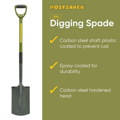 Garden Spade with solid forged carbon steel spade head with Steel Handle coated in PCV with Re enforced shaft (FREE DELIVERY)