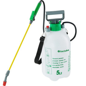 Garden Sprayer - 5 l, with pump lever, level indicator, adjustable nozzle - white