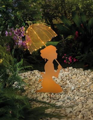 Garden Stake Light with Rust Effect, Battery Operated Garden Light with 20 Warm White LED