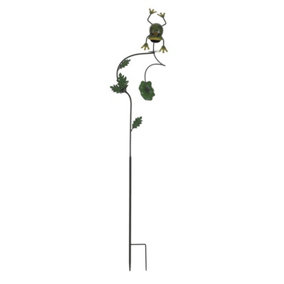 Garden Stake with Moving Frog - Metal - L47 x W47 x H112 cm