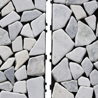 Garden Stepping Stone Deck Tiles for Balcony Terrace 30cm W x 30cm D 6Pcs/Pack Light Grey