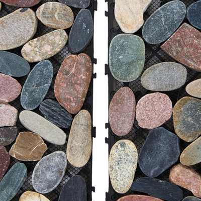 Garden Stepping Stone Pebble Stone Tiles  for Balcony & Terrace 30cm W x 30cm D,  6Pcs/Pack