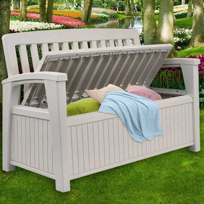 Wooden garden storage bench discount
