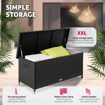 Garden storage box Kiruna - Outdoor furniture cushion storage 120x55x61.5cm, 270l - black