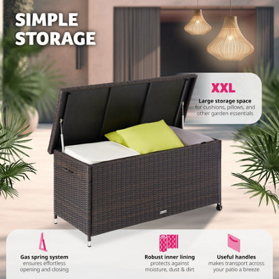 Garden storage box Kiruna - Outdoor furniture cushion storage 120x55x61.5cm, 270l - brown