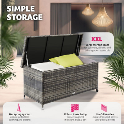 Garden storage box Kiruna - Outdoor furniture cushion storage 120x55x61.5cm, 270l - grey