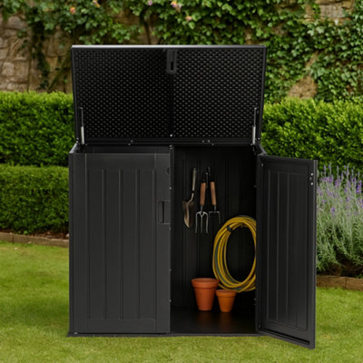 Garden Storage Cabinet 775L Black 115cm Outdoor Tool & Equipment Box Locker
