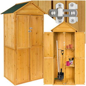 Garden storage shed with a pitched roof - brown