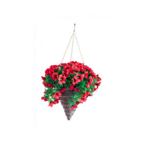Garden Store Direct 12" Red Petunia Artificial Hanging Basket