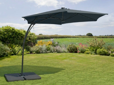 Garden Store Direct 2.7m Garden Parasol Sun Shade Hanging Umbrella Cantilever with Easy Up Function - Black