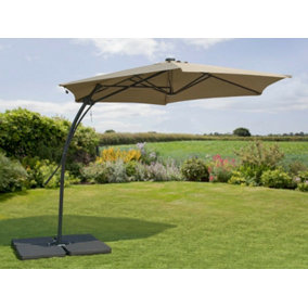 Garden Store Direct 2.7m Garden Parasol Sun Shade Hanging Umbrella Cantilever with Easy Up Function - Cappuccino