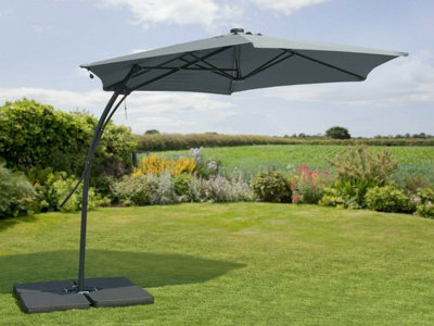 Garden Store Direct 2.7m Garden Parasol Sun Shade Hanging Umbrella Cantilever with Easy Up Function - Grey