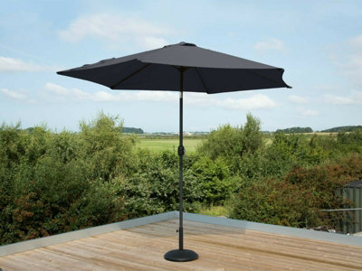 Garden 3m Garden Parasol Sun Shade Umbrella Aluminium with Crank Tilt Function - Black DIY at B&Q