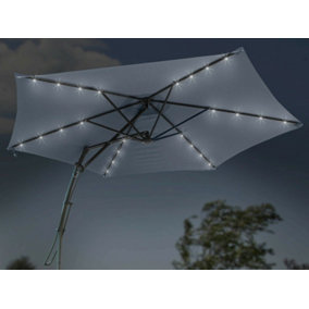 Garden Store Direct 3m Garden Parasol Sun Share Cantilever with Solar LED Lights - Grey
