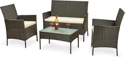 Garden Store Direct 4 Piece Lounge Set - Black with Cream Cushions