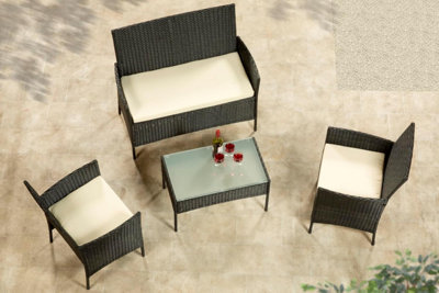 Garden Store Direct 4 Piece Lounge Set - Black with Cream Cushions - 3
