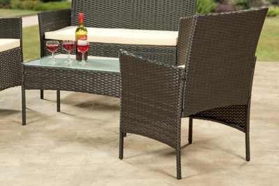 Garden Store Direct 4 Piece Lounge Set - Black with Cream Cushions - 7