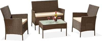 Garden Store Direct 4 Piece Lounge Set - Brown with Brown Cushions