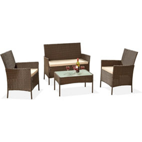 Garden Store Direct 4 Piece Lounge Set - Brown with Brown Cushions