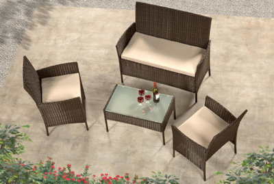 Garden Store Direct 4 Piece Lounge Set - Brown with Brown Cushions - 3