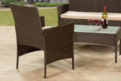 Garden Store Direct 4 Piece Lounge Set - Brown with Brown Cushions - 6
