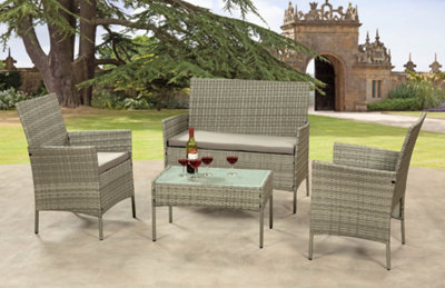 Garden Store Direct 4 Piece Lounge Set - Grey with Grey Cushions