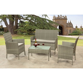 Garden Store Direct 4 Piece Lounge Set - Grey with Grey Cushions