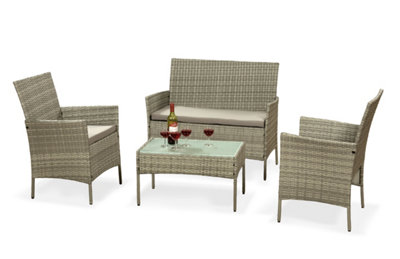 Garden Store Direct 4 Piece Lounge Set - Grey with Grey Cushions