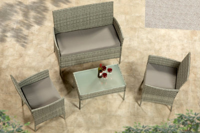 Garden Store Direct 4 Piece Lounge Set - Grey with Grey Cushions - 3