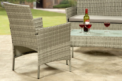 Garden Store Direct 4 Piece Lounge Set - Grey with Grey Cushions - 7