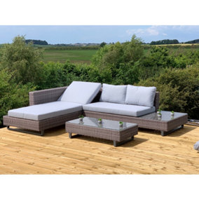 Garden Store Direct Bahama Corner Aluminium Rattan Set with Reclining Sun Lounger and Table