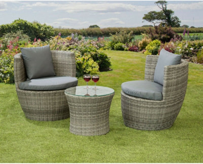 Garden Store Direct Bottle Bistro set Aluminium Back cushions Grey