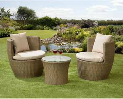 Garden Store Direct Bottle Bistro set Aluminium - Back cushions - Natural/Brown