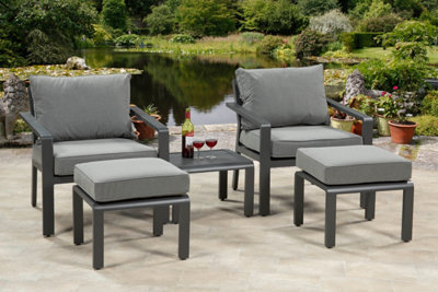 Garden Store Direct Calais Aluminium 5 Piece Lounge Set with Footrests