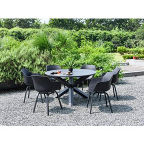 Garden Store Direct Cargo Aluminium 6 Seat Dining Set with Ceramic Glass Top