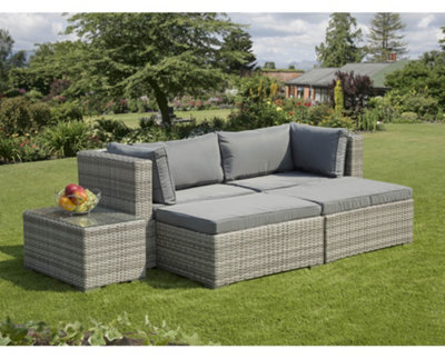 Garden Store Direct Enzo Rattan Lounge 5 Piece Set Mixed Grey with Grey Cushions - 3