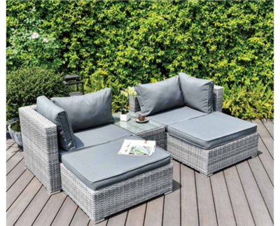 Garden Store Direct Enzo Rattan Lounge 5 Piece Set Mixed Grey with Grey Cushions - 7